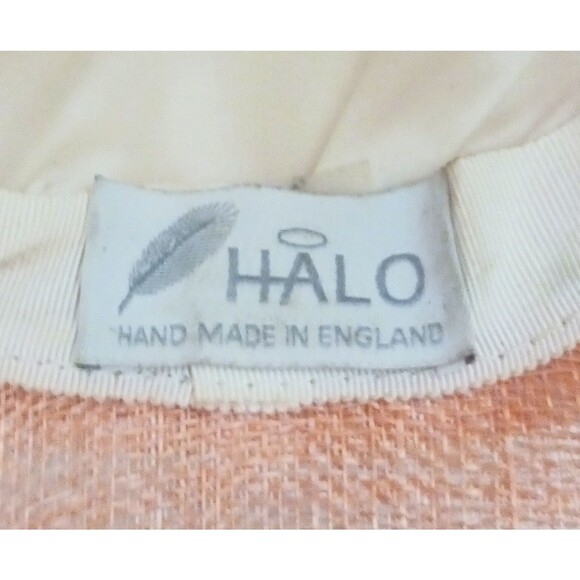 Halo Handmade in England Straw Hat Ivory Dupioni Silk Tan Mesh Bow & Brim S/M main image 7